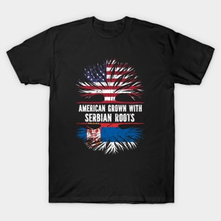 American Grown with Serbian Roots USA Flag T-Shirt